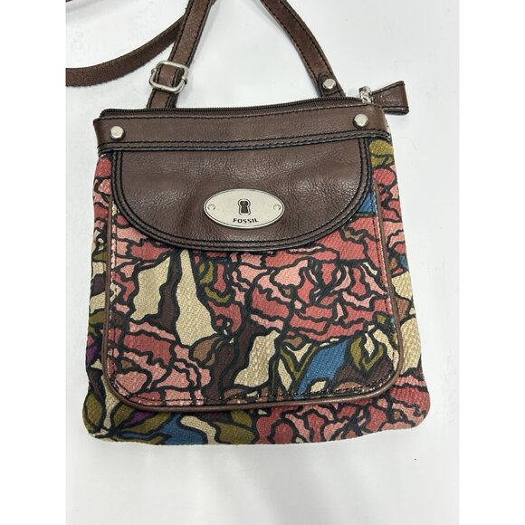 Fossil Key-Per crossbody Purse Handbag Floral Small Boho Hippie Artsy Retro - Picture 2 of 10